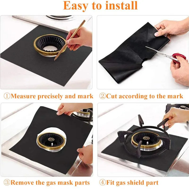 1/4/6/8Pcs Gas Stove Protector Cooker Cover Liner Clean Mat Pad