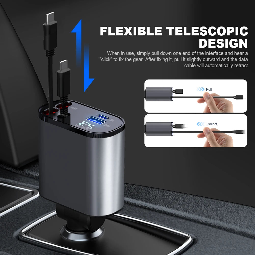 4 IN 1 Retractable Car Charger
