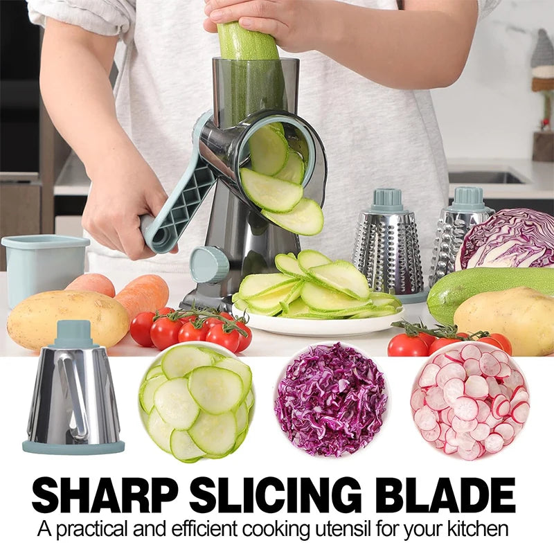 3 in 1 Rotary Manual Grater Versatile Slicer & shredder
