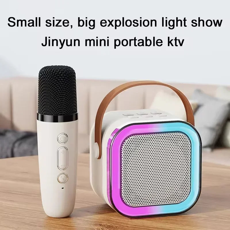K12 Wireless Microphone Karaoke Machine Bluetooth Speaker KTV HIFI Stereo Sound RGB