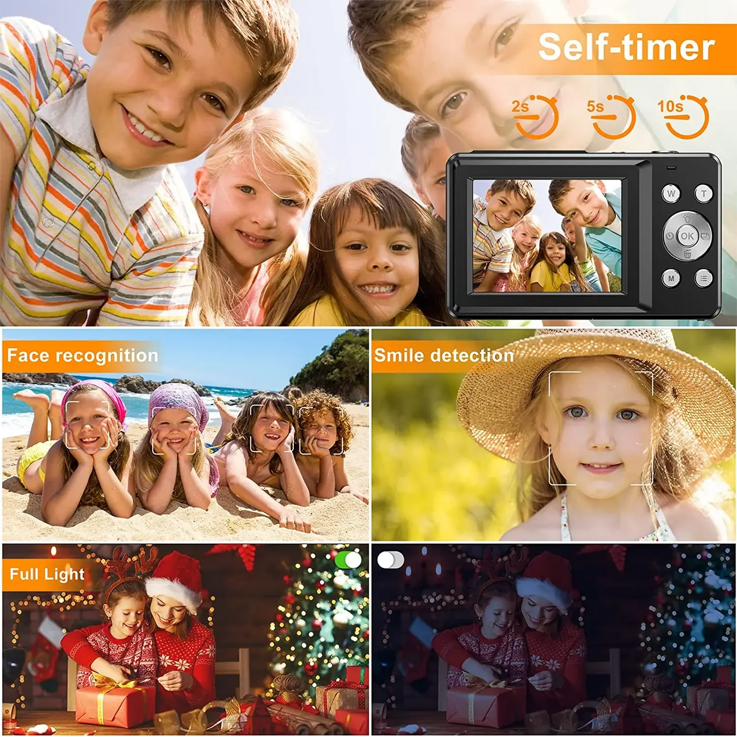 Digital Camera 4K 64MP Photography Camera Video Camcorder Rechargeable Cameras 2.4 inch