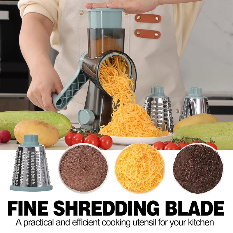 3 in 1 Rotary Manual Grater Versatile Slicer & shredder