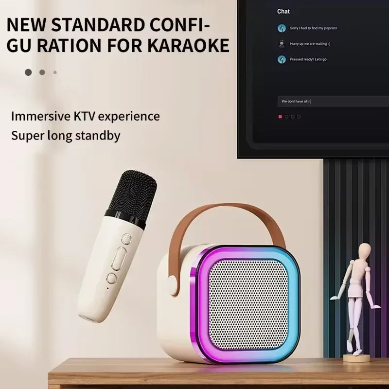 K12 Wireless Microphone Karaoke Machine Bluetooth Speaker KTV HIFI Stereo Sound RGB