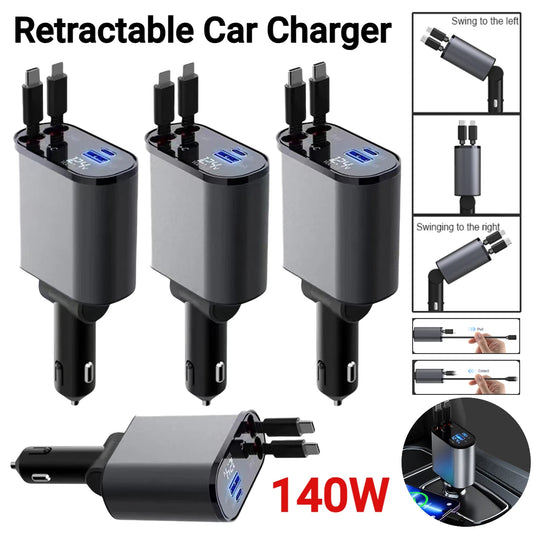 4 IN 1 Retractable Car Charger